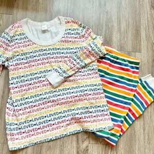 Hanna Andersson Kid's Loved & Sesame Street Striped PJ Top Pants Set Size XXL